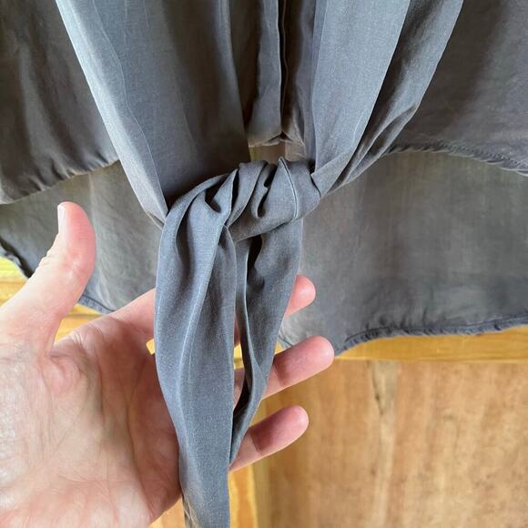 Anthropologie Maeve Women's Grey 100% Tencel Tie Front Blouse Size M - Picture 5 of 9